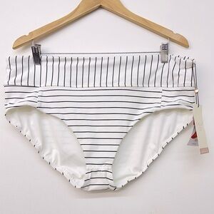 NWT CALIA Womens Boyshort Swim Size XL  Stripe Black